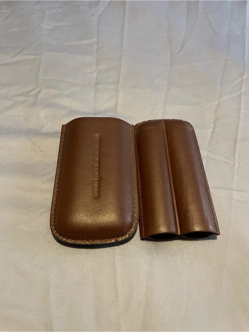 Leather Brown Dual Cigar Sleeve - Unbranded